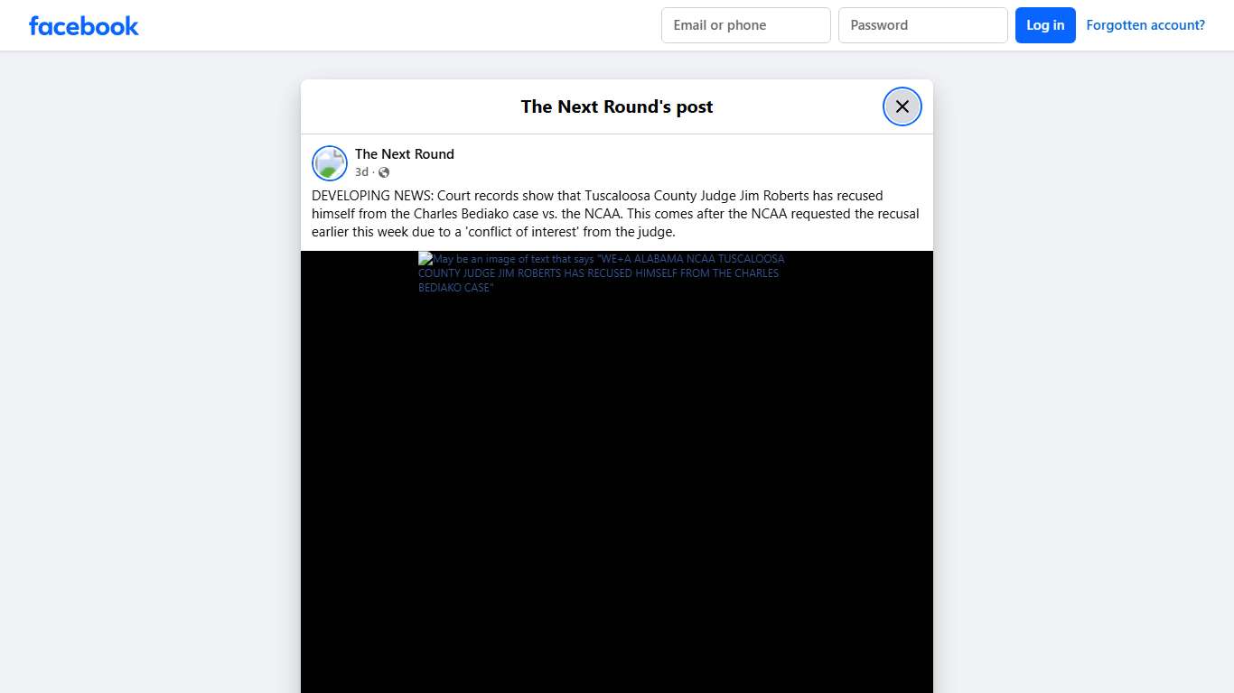 The Next Round - DEVELOPING NEWS: Court records show that... Facebook