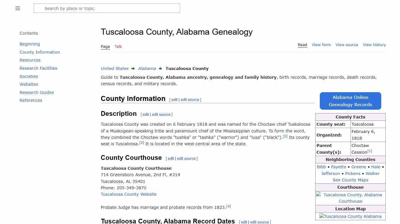 Tuscaloosa County, Alabama Genealogy • FamilySearch